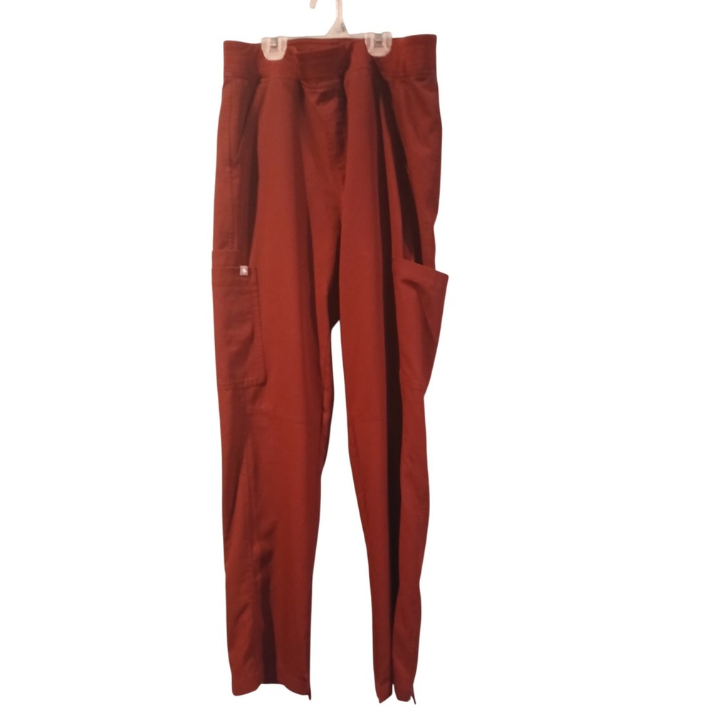 FIGS Scrub Pants Cargo Pockets Elastic Waist Burgundy Red Women's Size Small